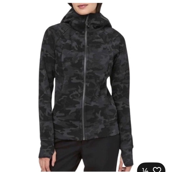 lululemon athletica Jackets & Blazers - Lululemon Scuba Black Gray Camo Running Jacket Size 8